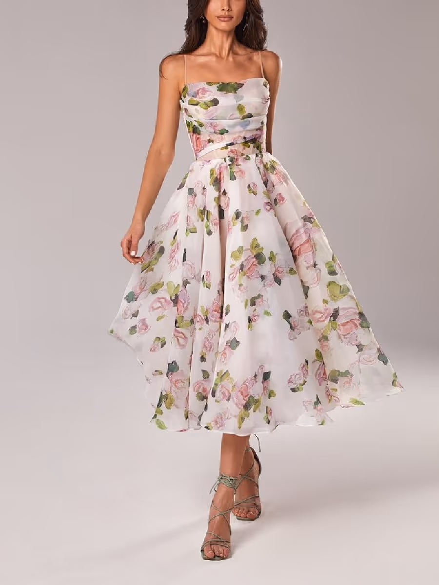 🔥Hot Sale  Elegant Print Suspender Dress